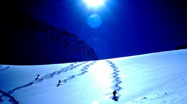 Doppelsonne, gesehen bei der Haute Route Durchquerung